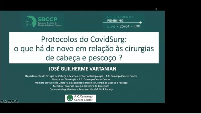 [Sbccp] Protocolos Do Covidsurg: O Que Há De Novo Em Relação As Cirurgias De Cabeça E Pescoço? 25/04/2022